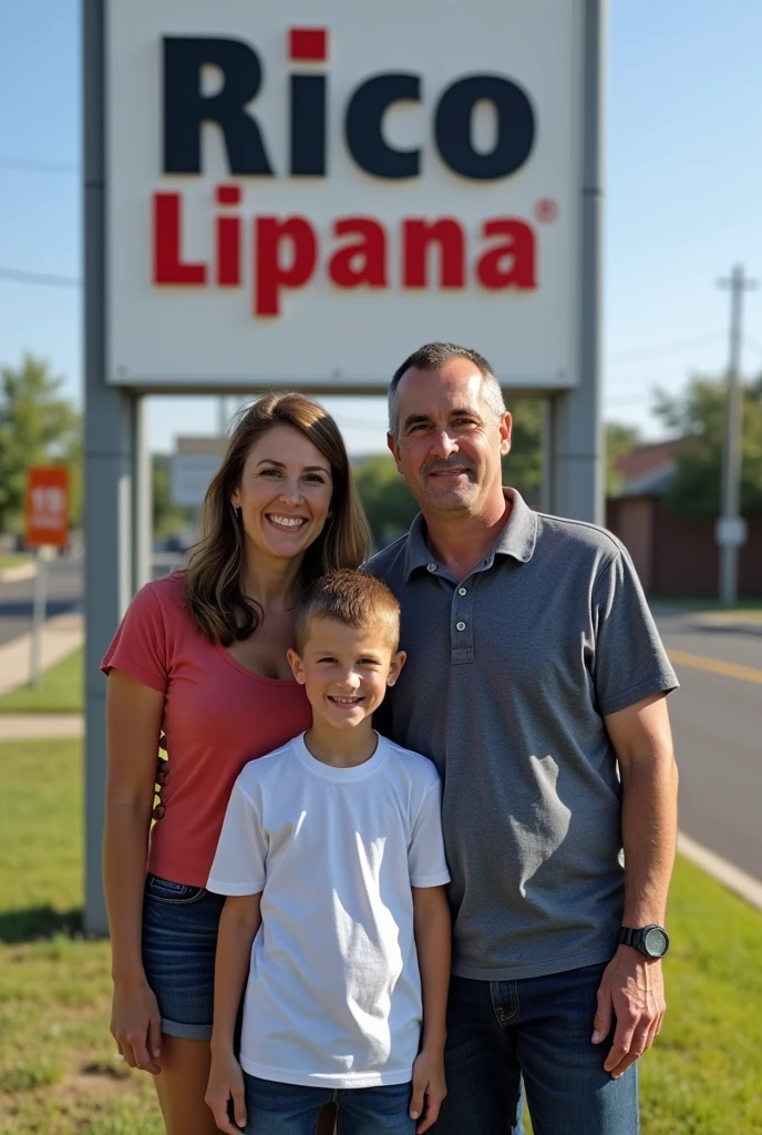 Husband's Family Photo, wife and son Facing the front of the Rico Lipana sign towards 10K