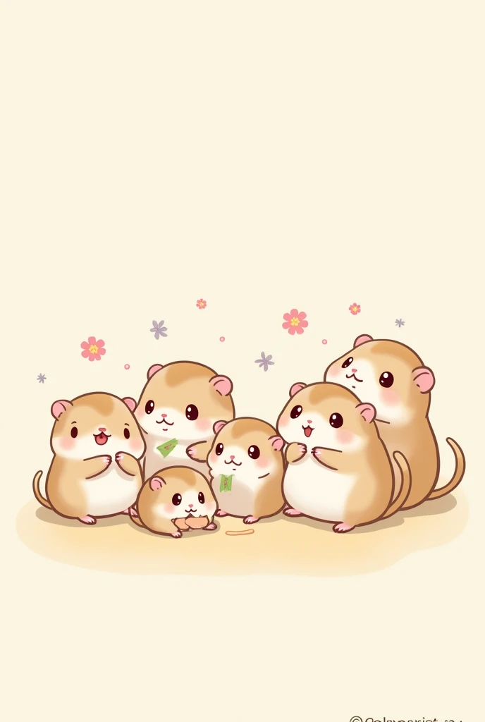 kawaii tiny hamsters wallpaper 