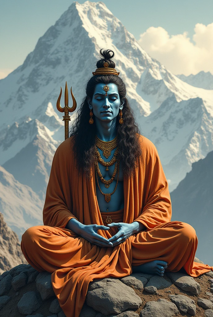 Adiyogi lord shiva image and and he seat on kailash amountain and trisul in his side and damru on it and he is in dgyan mudra, just give more cloth in his bottom
