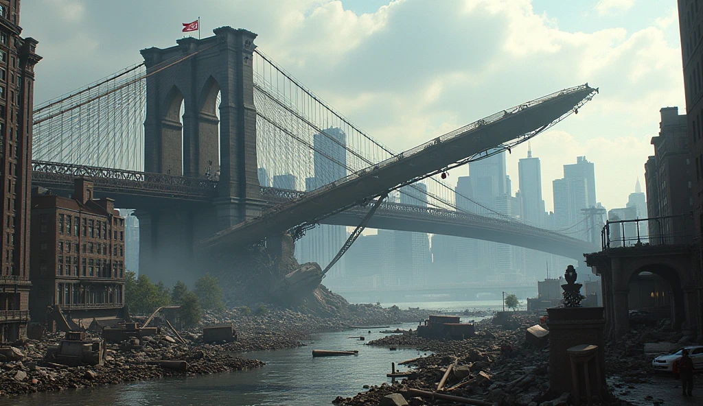 Brooklyn bridge falling down destroyed 