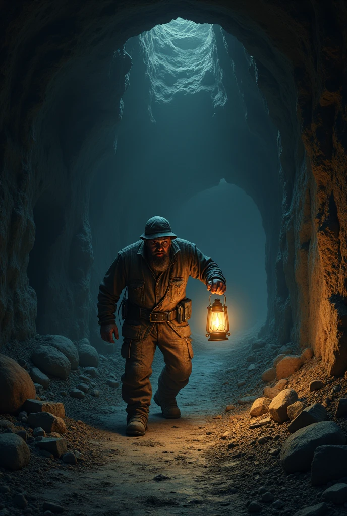 Underground mine with lost miner looking for exits