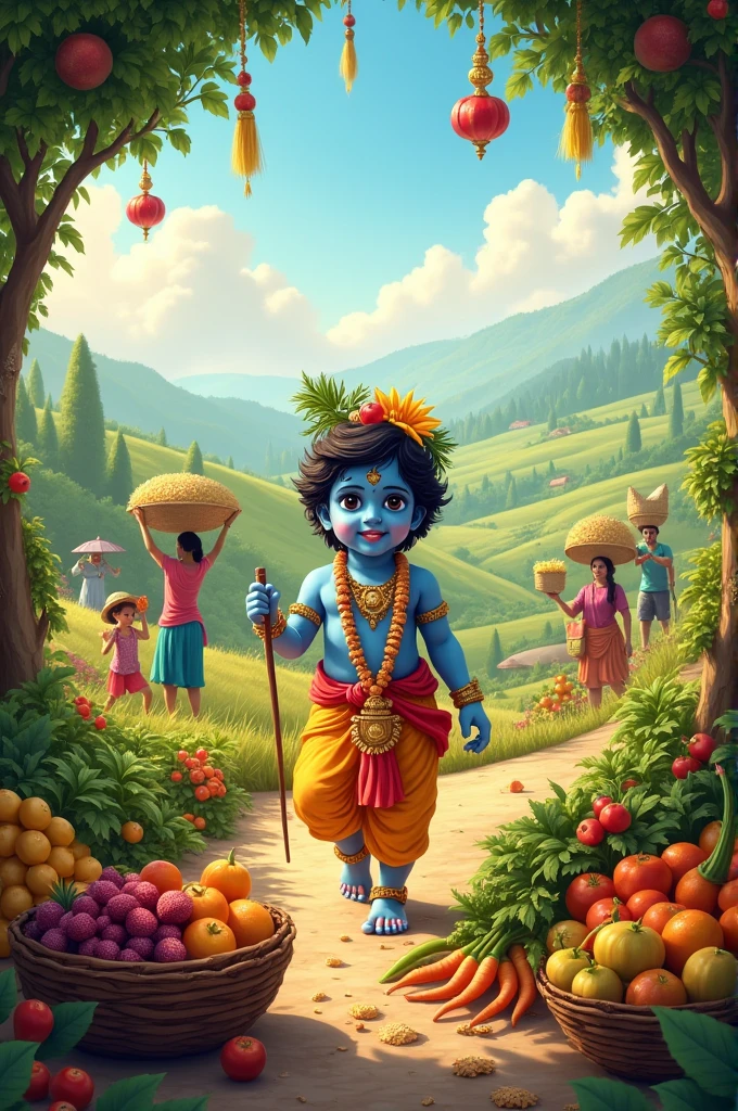 Krishna Janmashtami theme where agriculture sectors things are available