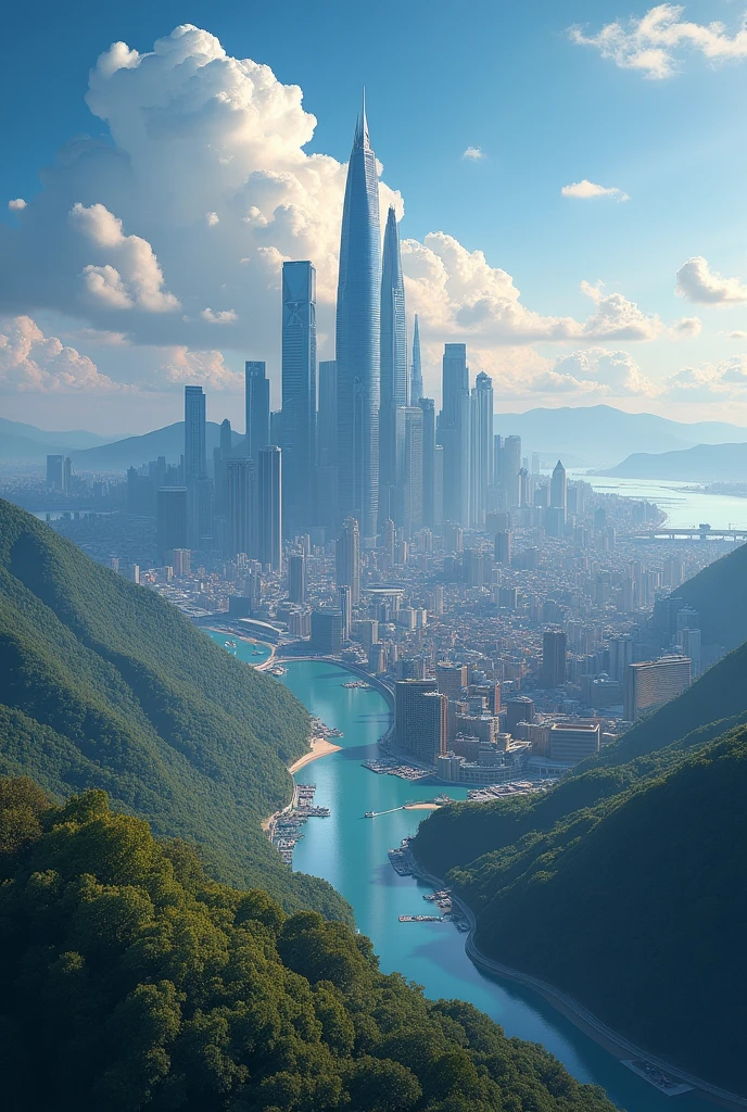 2 cities, one city below and another sky city above