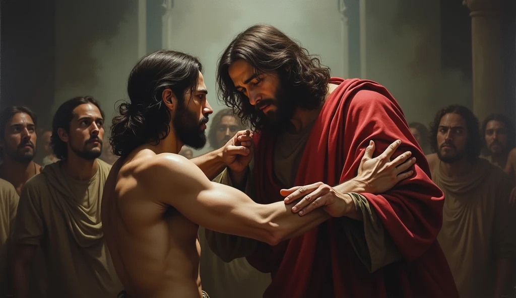 Man pushing Jesus