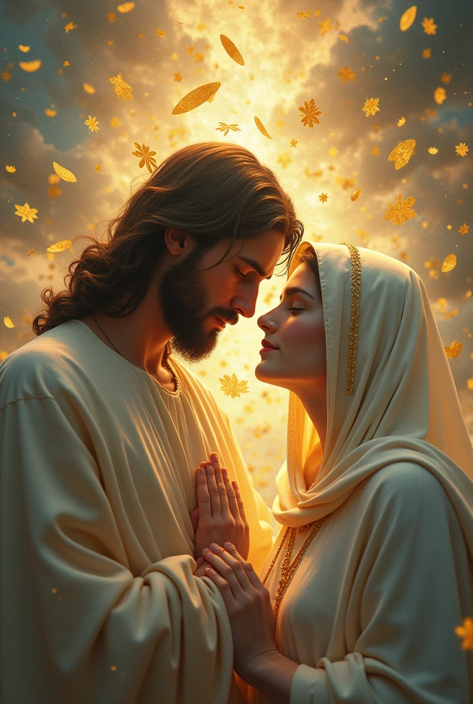 An image with Jesus and the Virgin Mary that says amen Dna Lili
