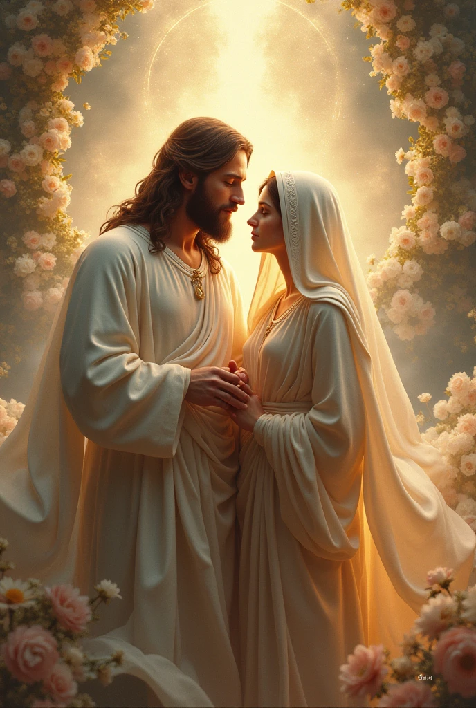 An image with Jesus and the Virgin Mary with the text Amen Dna Lili 
