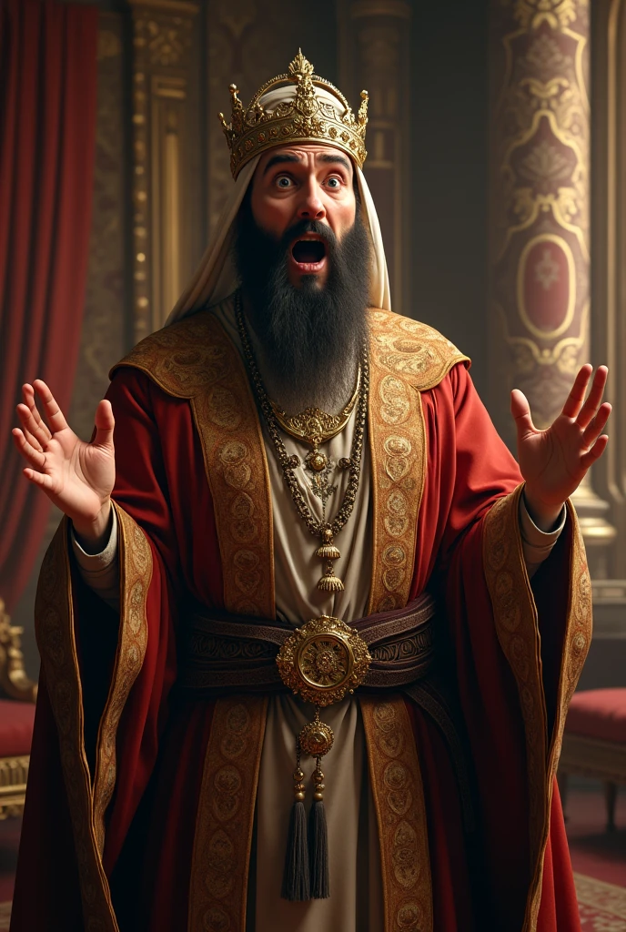 Animated image of a greedy rich Muslim man cursing and scolding poor people and refusing to give alms 
