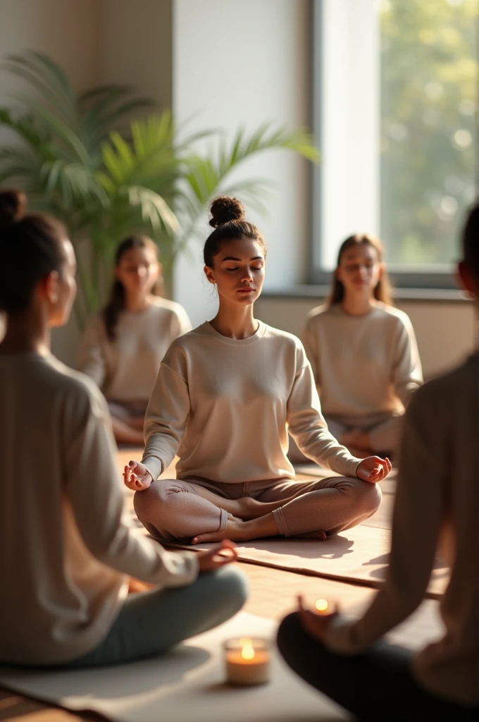 People in a meditation workshop