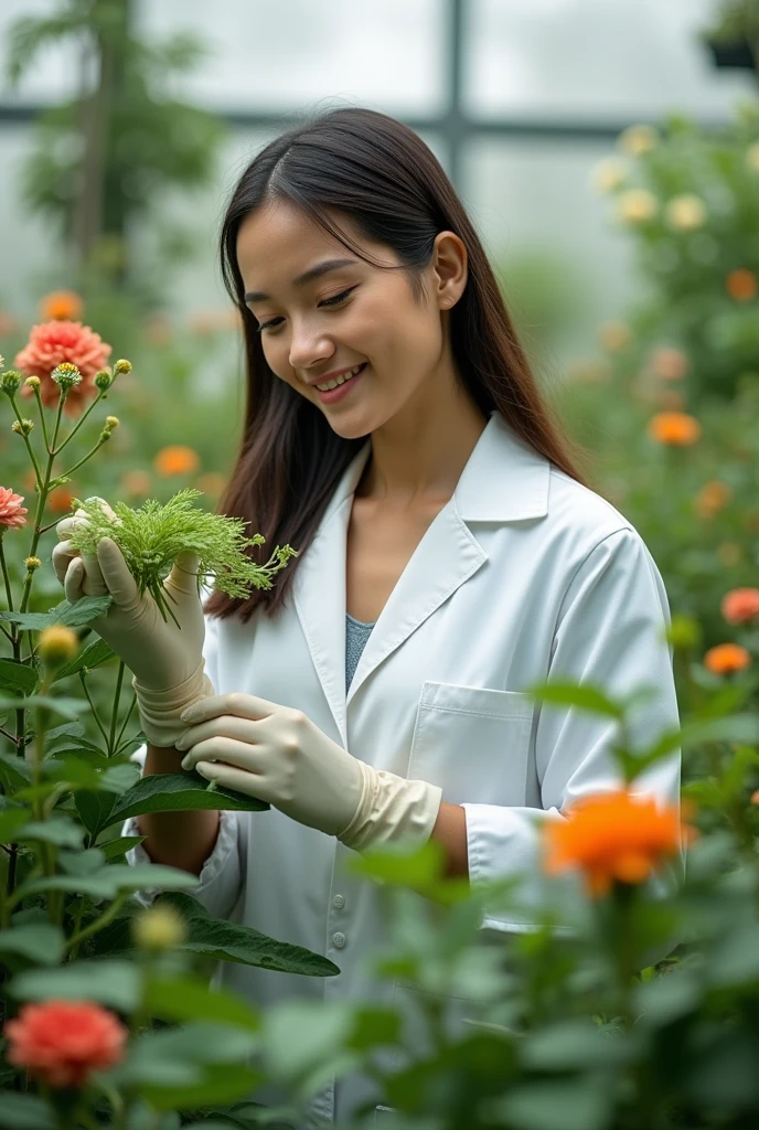 Generate an image of a female plant doctor 
