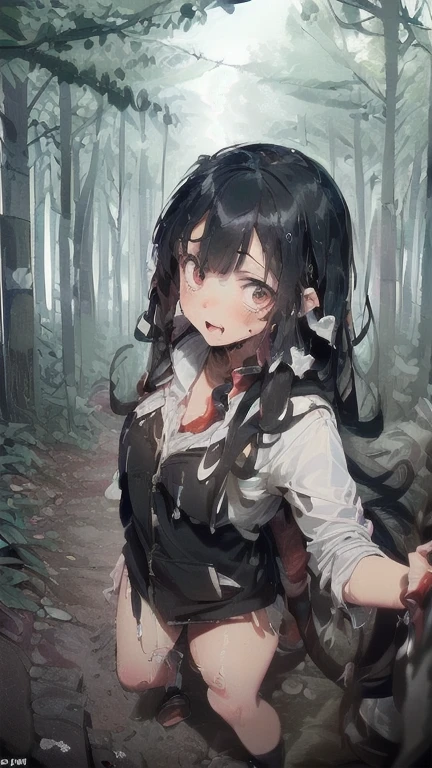 (must be follow these prompts:2.2),masterpiece,best quality,extremely detailed,(in her clothing:2.5),(adorable expression:2.6),(usual face:2.6),(pretty face:2.4),(normal body structures:2.6),(black hair:2.5),(displayed one girl on single picture:2.6),(A modern Japanese female college student who is part of a university exploration club:2.1),(The female college student is exploring the forest in her exploration clothes.:2.4),(In this forest, hundreds of millions of tentacles live, desperate to violate women to the max, and they rage, dripping semen from their genitals.:1.9),(The female university student looks very cute in her exploration clothes.:2.4),(The college student was wearing an expedition suit and walking through this forest full of tentacles when she was captured by a group of tentacles and had their raging, thick genitals thrust into her vagina.:1.7),(The thick genitals thrust into the vagina continue to ejaculate copious amounts into the vagina of a female college student dripping with love juice.:1.7),(Hundreds of millions of tentacles swarm the female college student to ejaculate into her vagina.:1.7),(The female college student's vagina is filled with semen released by tentacles.:1.6),(A thick genital organ is inserted into the vagina of a female college student and pulsates to inject semen.:1.5),(The female college student has a very pretty face and is .:2.2),(A large number of obscene tentacles crawled up the inner thighs of the female college student and continued to violate her vagina and anus.:1.9),(The female college student is short but has a slightly plump body.:2.1),(The female college student's expedition clothing is made of durable fabric that will never tear.:3.3),(The adorable college girl is violated by tentacles until she is completely exhausted:2.3),(Her breasts are completely hidden under her clothes:1.9),(she looks like a ta:2.0),(These were all things that happened to the female college student herself, and no one else.:3.5),(Make sure to depict the face:5.3),(Calm expression:4.3),(Innocent face:3),(The film depicts just one female college student.:3.3),(Only the female college student appears.:4.2),(Portrait Style:5)