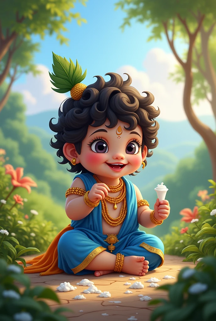 Little krishna in ??? version eating curd making vedio