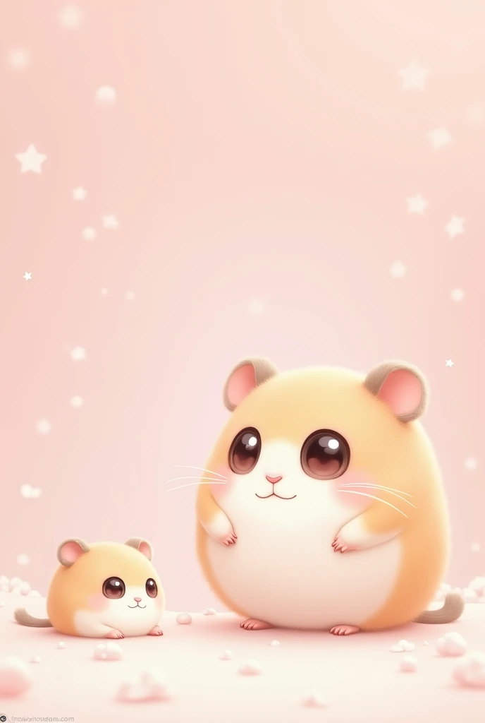 kawaii tiny hamsters head wallpaper baby pink background 
