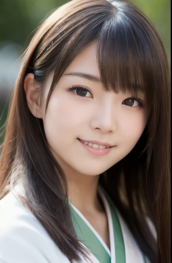 best quality, face focus, soft light, ultra high res, (photorealistic:1.4), RAW photo,(Shinozaki Ai), (fair skin), (kawaii),
1 Japanese girl, solo, cute, smile, (pupil, lights in the eyes), detailed beautiful face, Medium-sized breasts,(high resolution detail of human skin texture),(long hair),(portrait), upper body, white traditional kimono