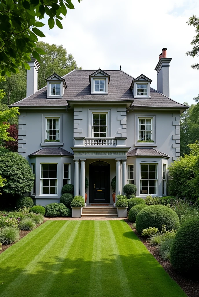 2 story house, grey in London suburbs with garden behind