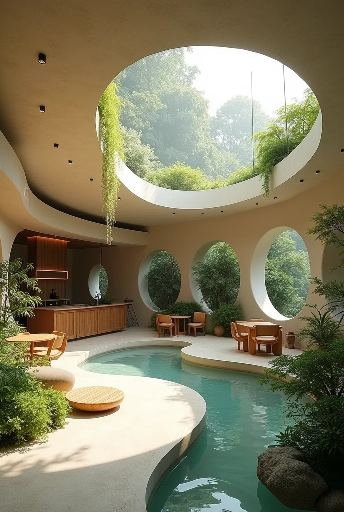 Plan of a cafe with the concept of fluidity