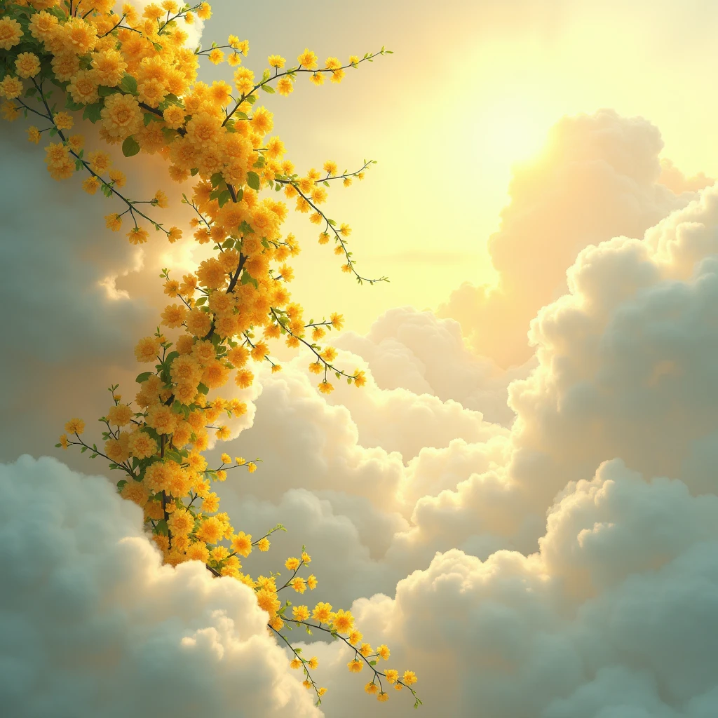 yellow flowering vine, Falling through the clouds