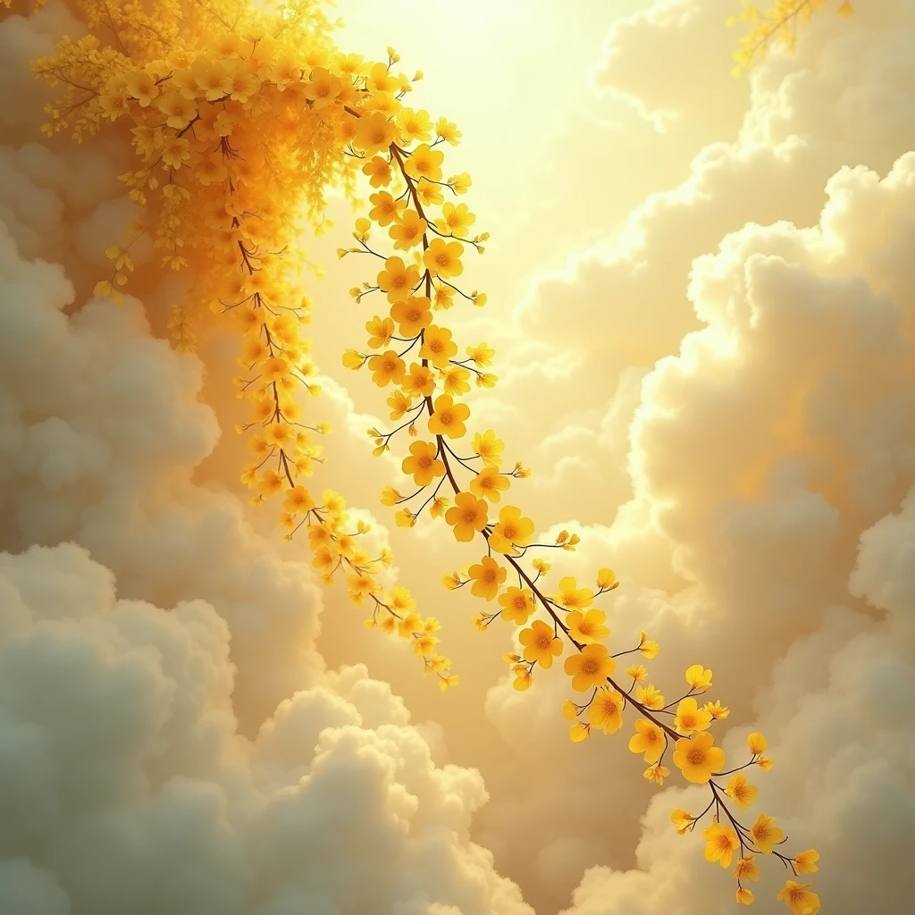 yellow flowering vine, Falling through the clouds