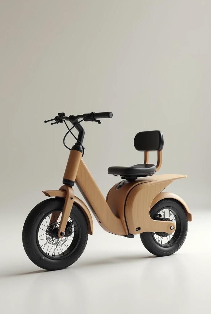 A three-wheeled tricycle for the elderly based on the Scandinavian aesthetic trend using curved and organic figures and including an attached bag for storing things , that is light and foldable ,  the seat with backrest 
