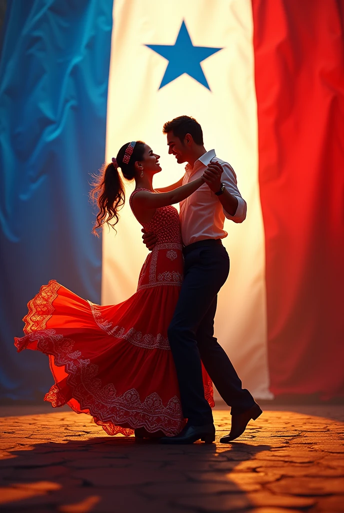 IMAGE OF A COUPLE DANCING WITH THE PANAMA FLAG 