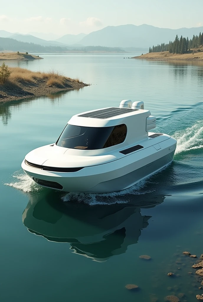 solar powered mini trash boat realistically