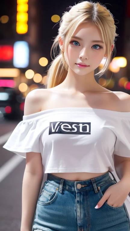 (n0t1t5:1.1), <lora:n0t1t5-v2c:1>, 1girl, solo, blonde hair, graphic tee