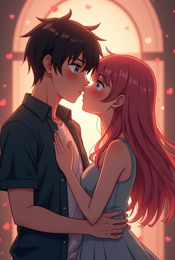 An anime boy and his sister are very hot and they kissed