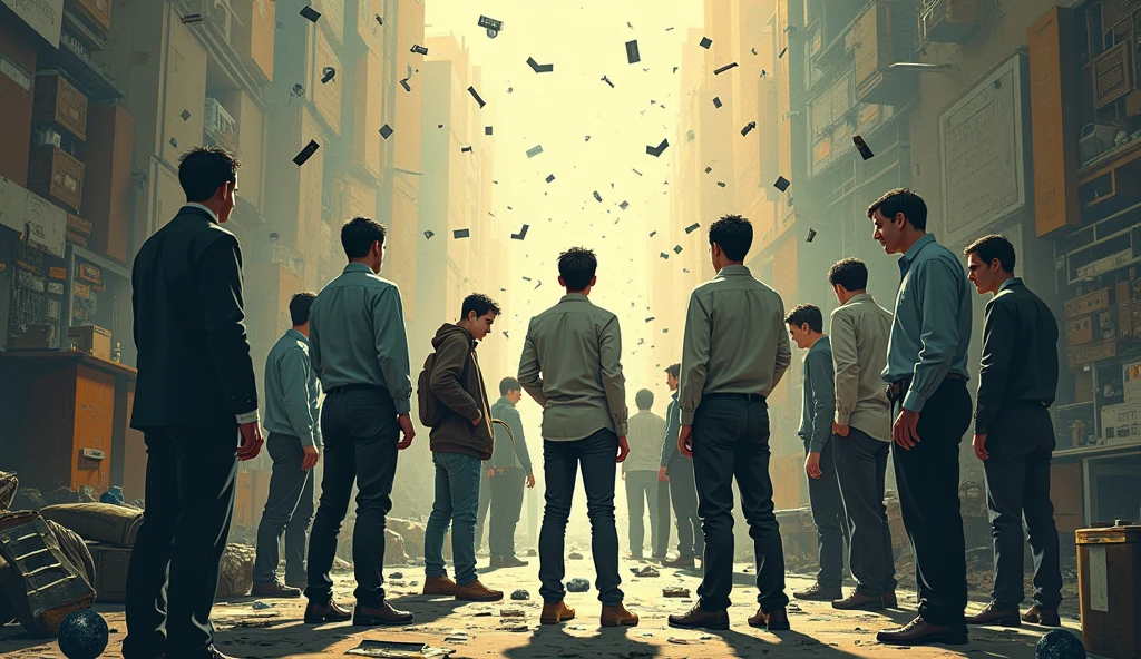 Create an image alluding to the problems generated by the lack of communication, showing the chaos that is generated when there are failures in the communication process.