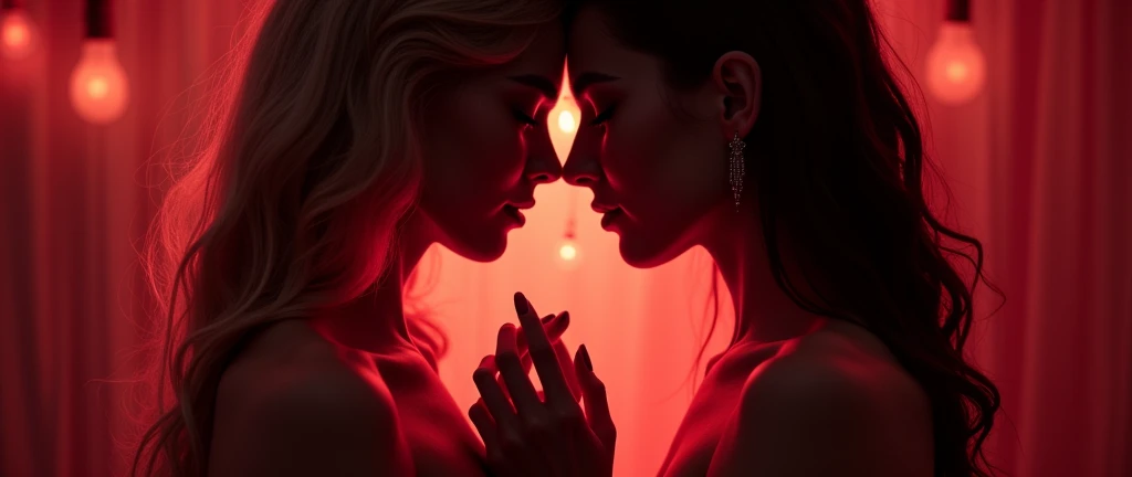 Create a sensual banner for a server called "Saphic BDSM" and put it's name on the middle. Add references about woman x woman relationship