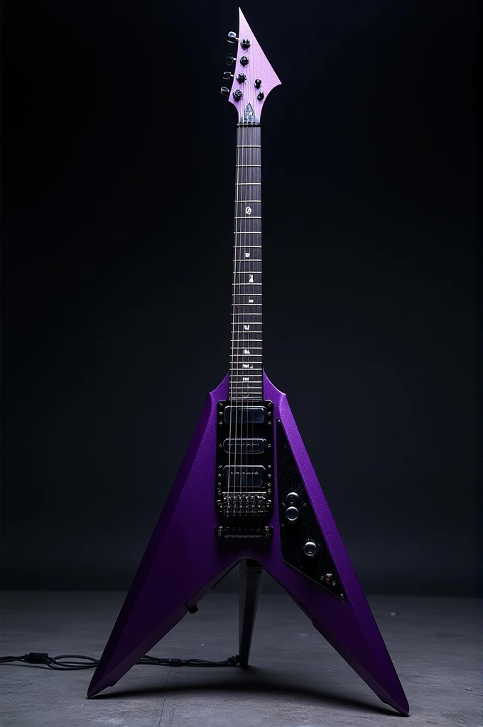 A purple pointy triangular guitar
