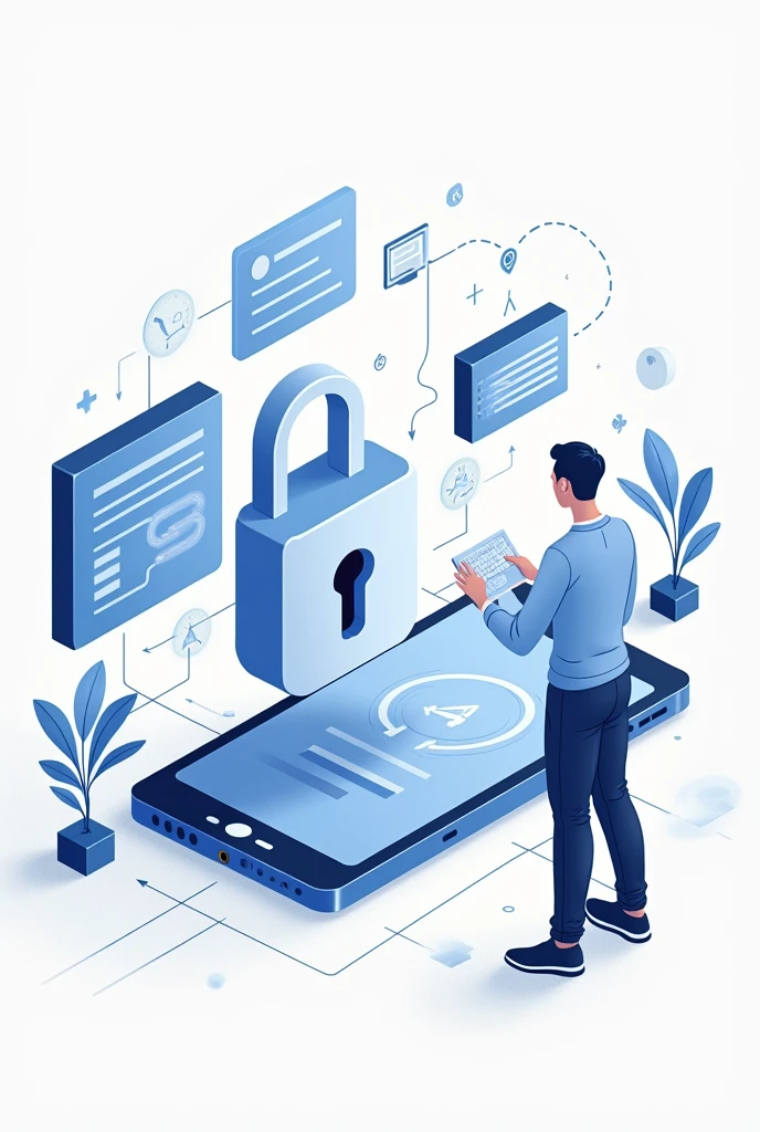 Drawing about digital security that has to do with a phone or computer easy