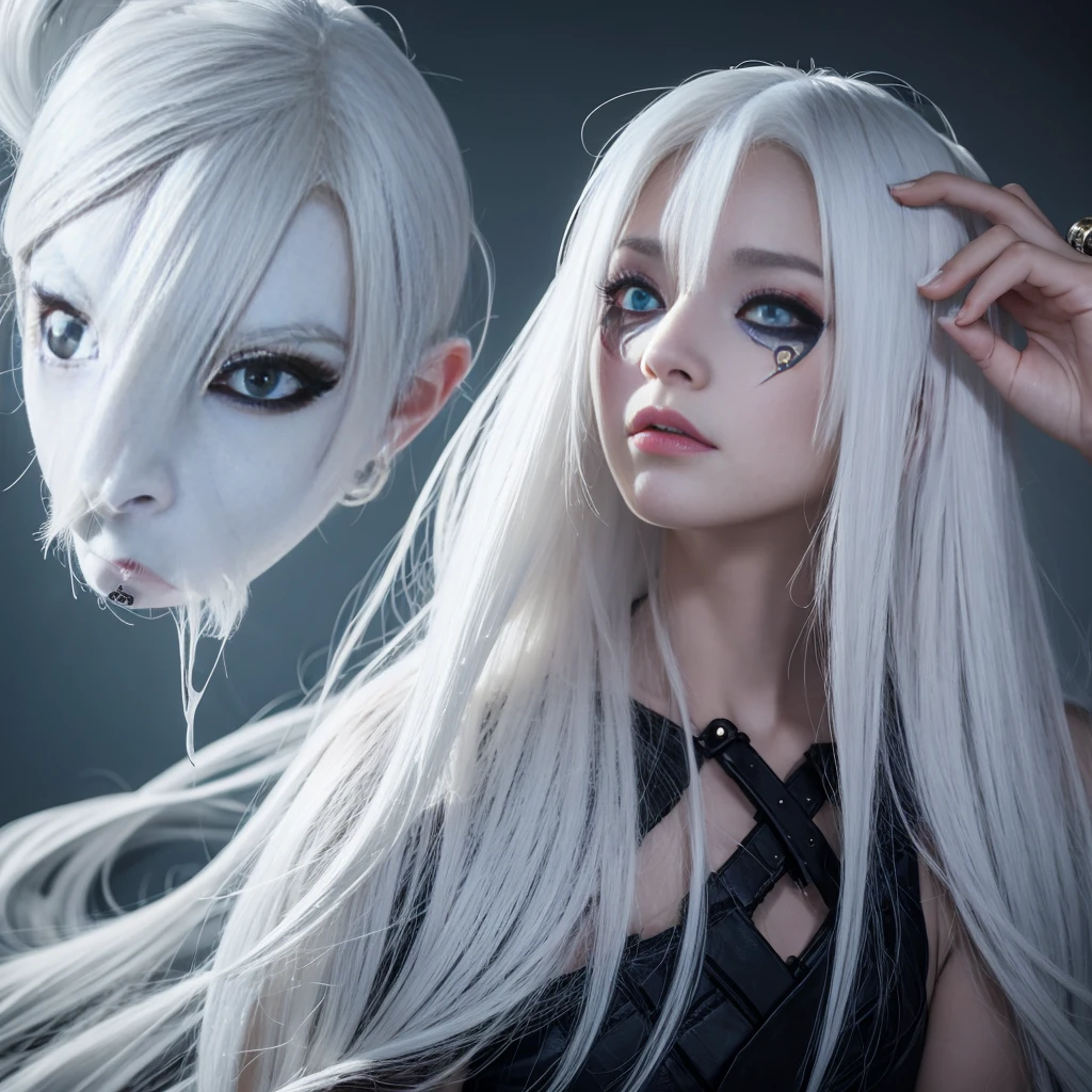 Monster woman with three eyes and white hair