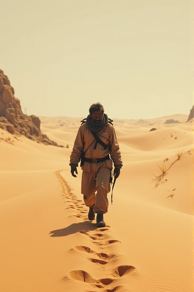 A man walking in a desert