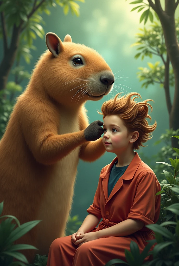 Capybara cutting a person&#39;s hair 