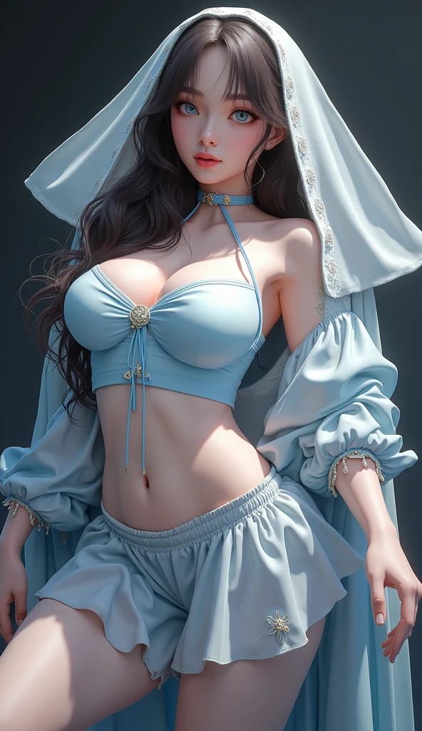 realistic, realism, photorealism, photorealistic, high contrast, (photorealistic:1.4), 8k high definition detailed realistic, (best quality, masterpiece:1.2), NSFW, photon mapping, radiosity, physics-based rendering, best quality, highly detailed, Plump body, Blue eyes, full body, look at viwer, semi-nude body, big , body fit, hourglass body, defined face, defined eyes, texture 4k, sleeping on the back, Spread the leg.