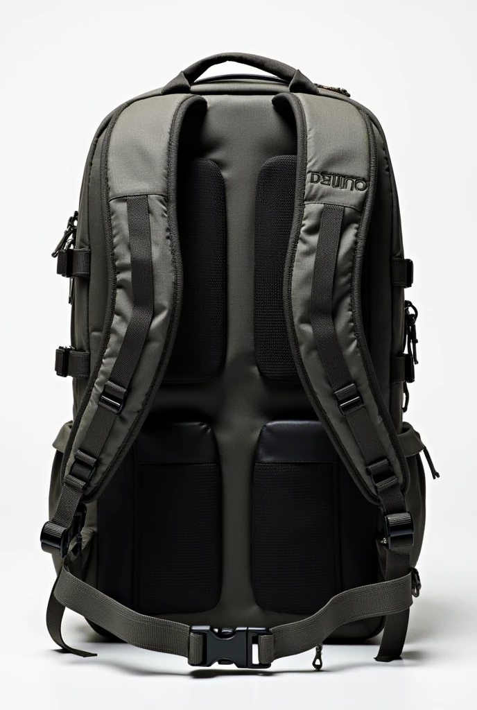 Generate a detailed image of a tactical waterproof backpack, showcasing its 180-degree clamshell opening with organized compartments for boots, accessories, and a laptop. The design should be rugged, modern, and clearly emphasize its functionality and durability.