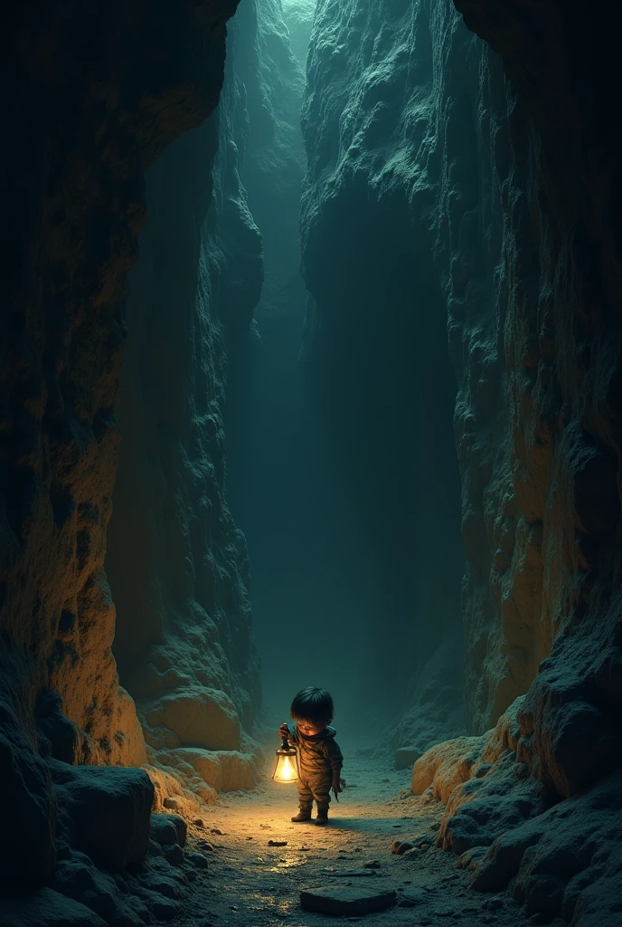 In a mine a child is scared