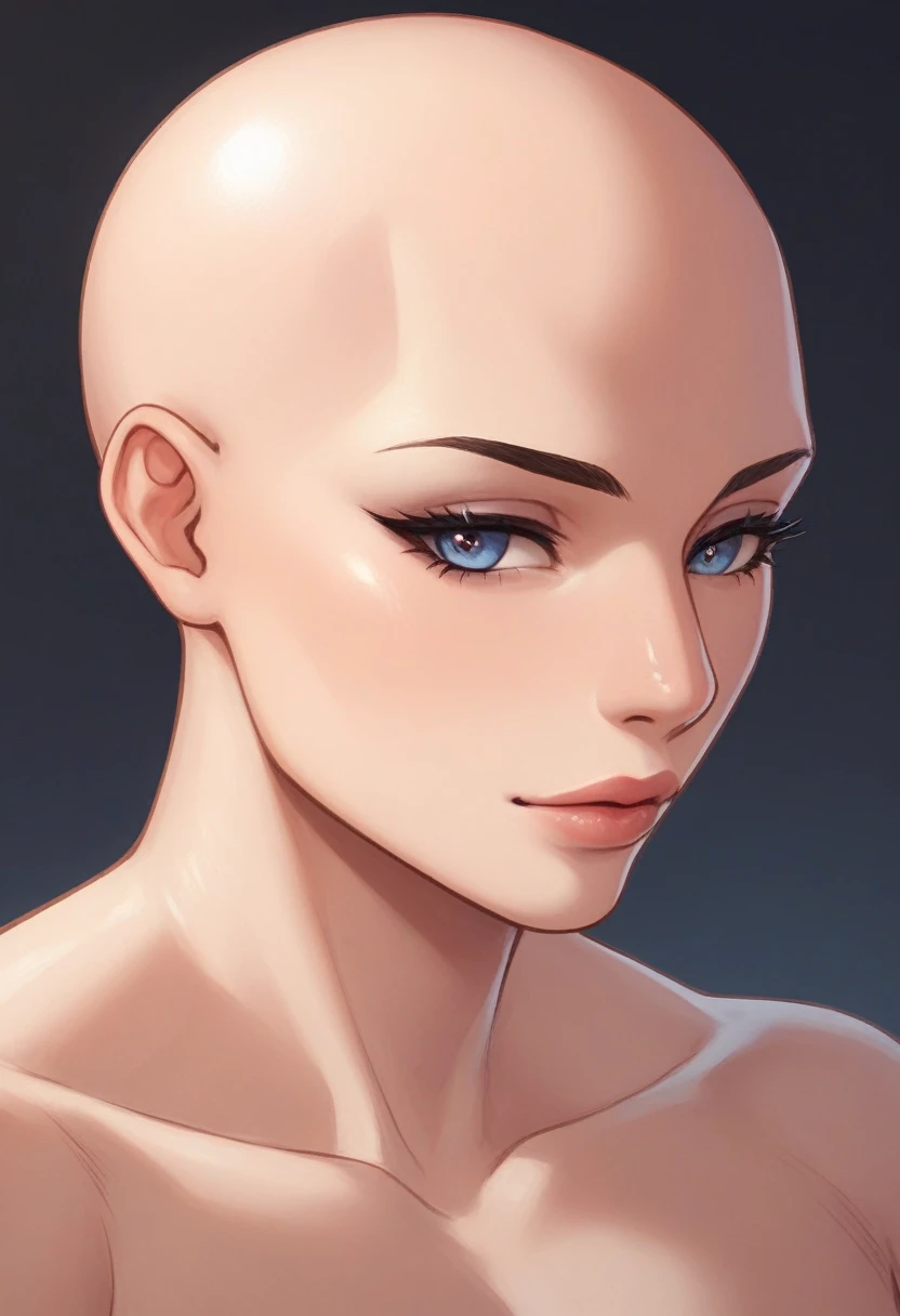 Girl shavehead beautifull, perfect body, nude, (((((bald head smooth))))), perfect nose, hentai