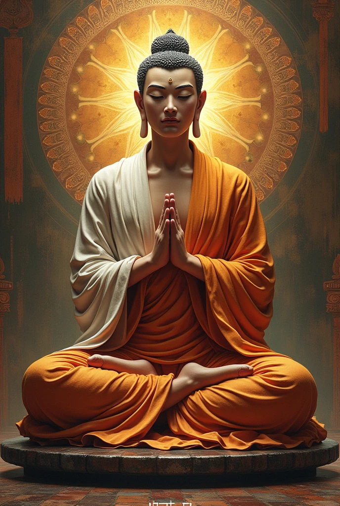 Creative Buddha ji portrait on 3feet x 8feet frame standing lotus