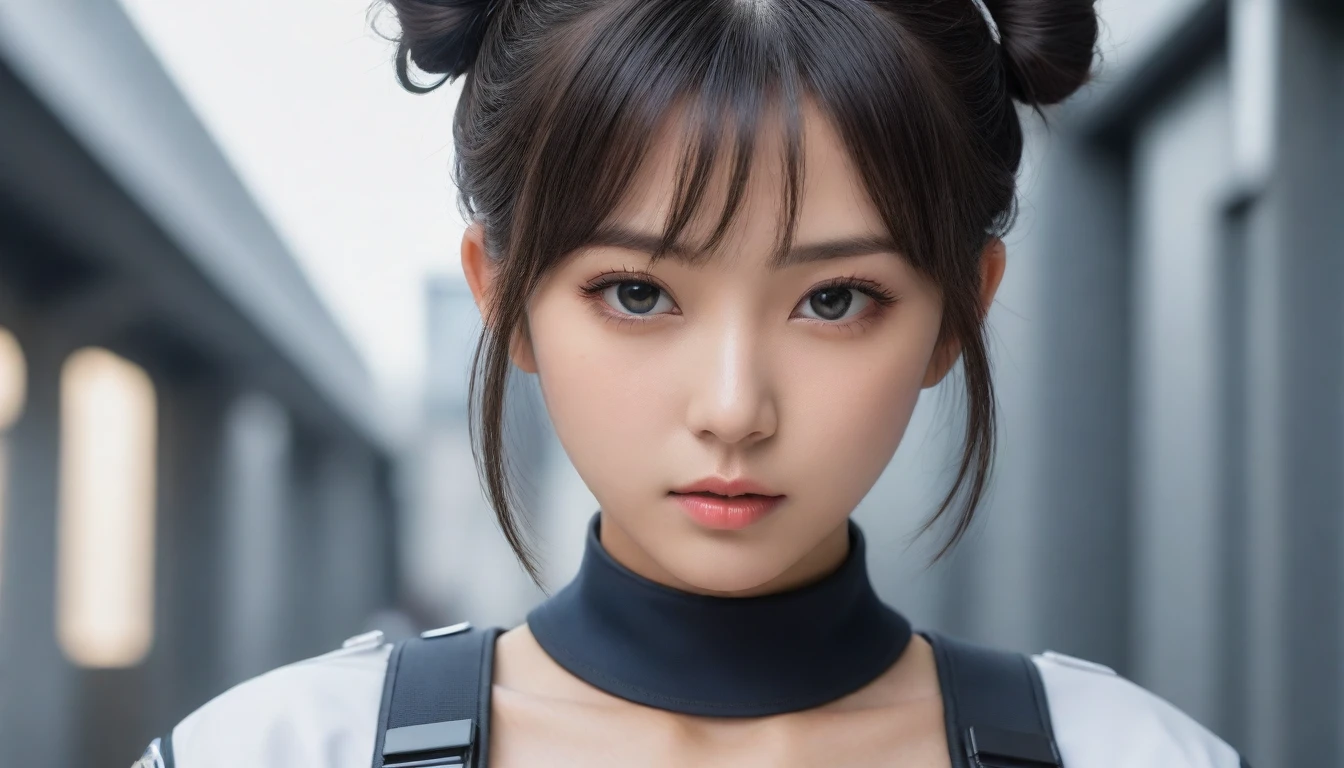 8k, Ultra-high resolution, Highest quality, masterpiece, 三分割法によるphotograph,Surreal, photograph, 1 , (:1.3), cute, cute顔, 細部までBeautiful Eyes, 細かくdetailedに,masterpiece,One Girl:1.2,Japanese women,Policewoman,upper body,glaring,Black short hair,Space buns,ID photo,(Police officer of the future:1.3),cyber punk,Future City,white collar,((Fusion of humans and androids)),((Fusion of humans and androids))(Beautiful attention to detail),Subtle details, detailedな顔,anger,Attractive eyes,(ポートレートphotograph:1.4),(Photorealistic images:1.4),Fantasy art,(Beautiful Face:1.4),美しくAttractive eyes、Beautiful Eyes,Silver residue,(Tight waist:1.4)、(Beautiful with perfect body proportions:1.4),Pink Lips,profile,(((Ideal body type))),A-cup small breasts :2,、Portraiture:2、Perfect Anatomy、鮮明なdetailed、detailed,Fashion magazine cover,Thin lips,完璧でBeautiful Face ,完璧でcute顔, Skin with attention to detail, Perfect limbs、Narrow waist,Surreal,Light and shadow,spotlight