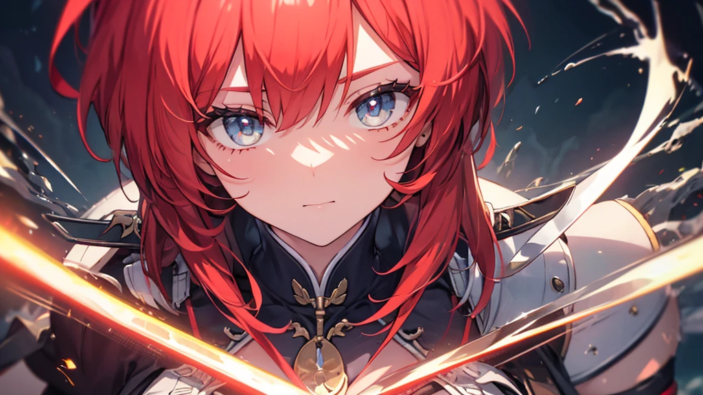 Highest quality、Best image quality、masterpiece、Highest quality, Very detailed,,One person, alone,full_body,Very large_Thighs,直sword,red_sword,Face close-up:0.9, 