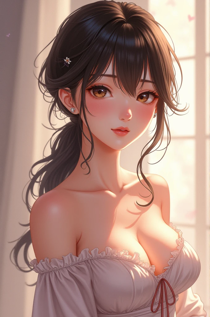 Beautiful anime girl with big breasts