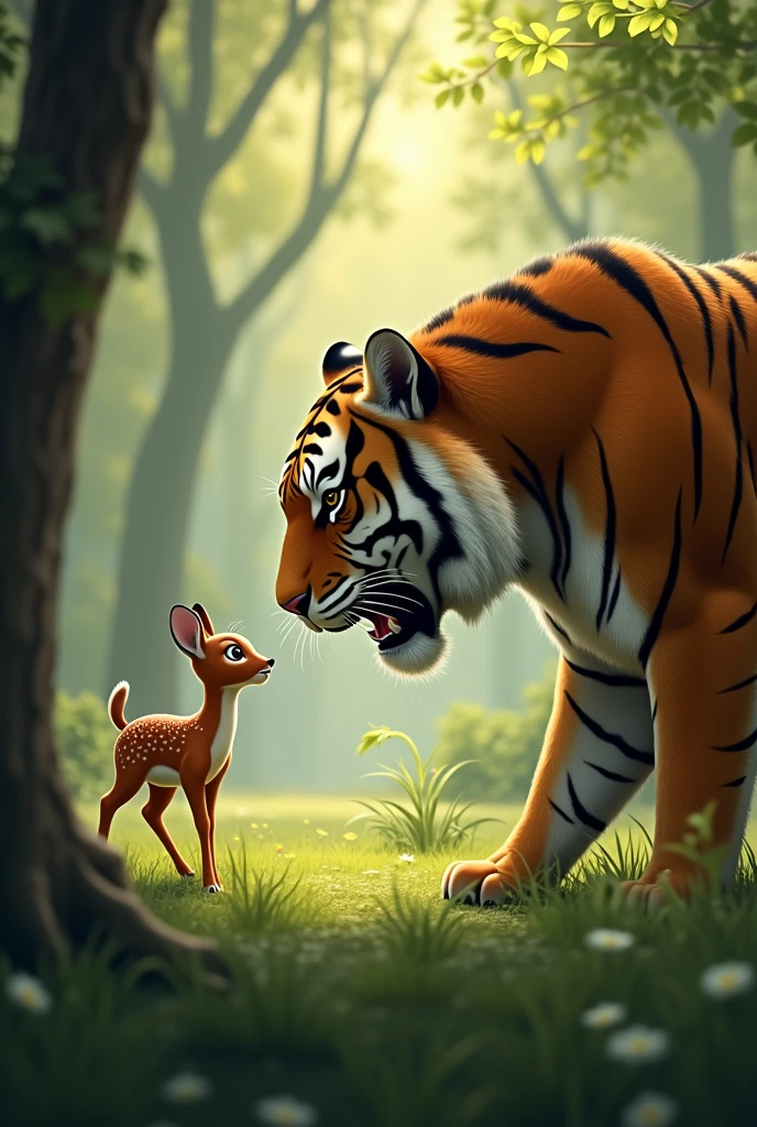 What lesson did the little deer learn from its encounter with the tiger?
