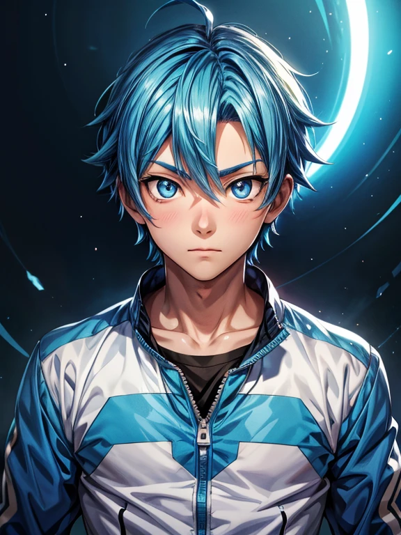 anime,1boy,bluehair,cool,lightblueye,kawaii