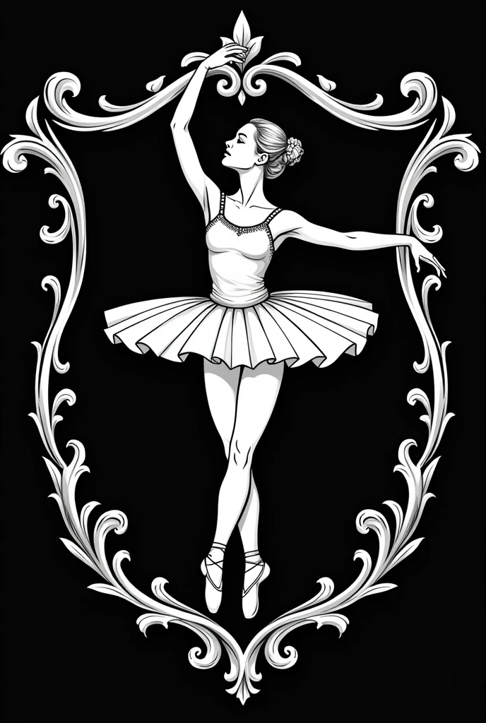 ballet girl heraldic symbol on medieval stock vector using black as the background color and white