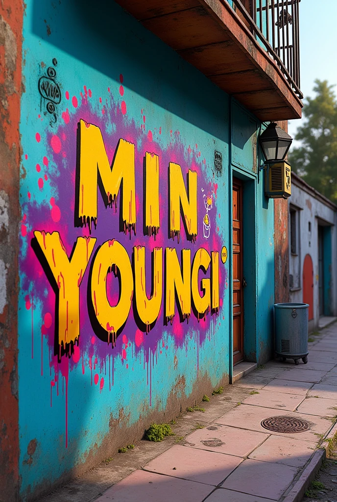 Wall on a Brazilian street with graffiti saying 'we love you Min Yoongi'.