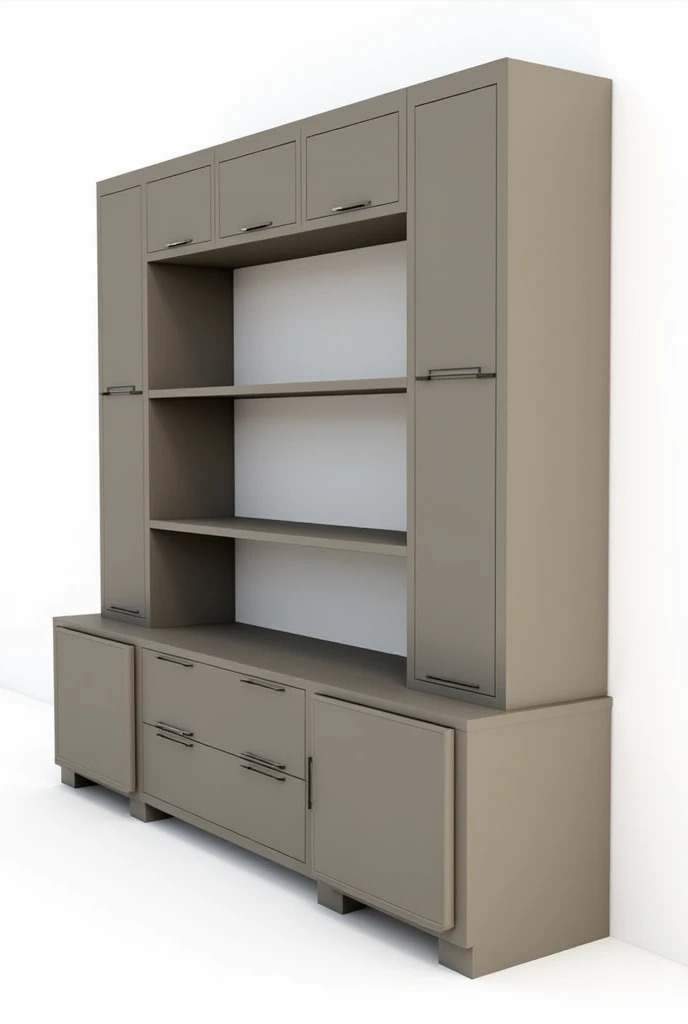 You can create a piece of furniture for a screen that has two square spaces at the ends and in the middle has 3 parallel shelves one on top of the other.