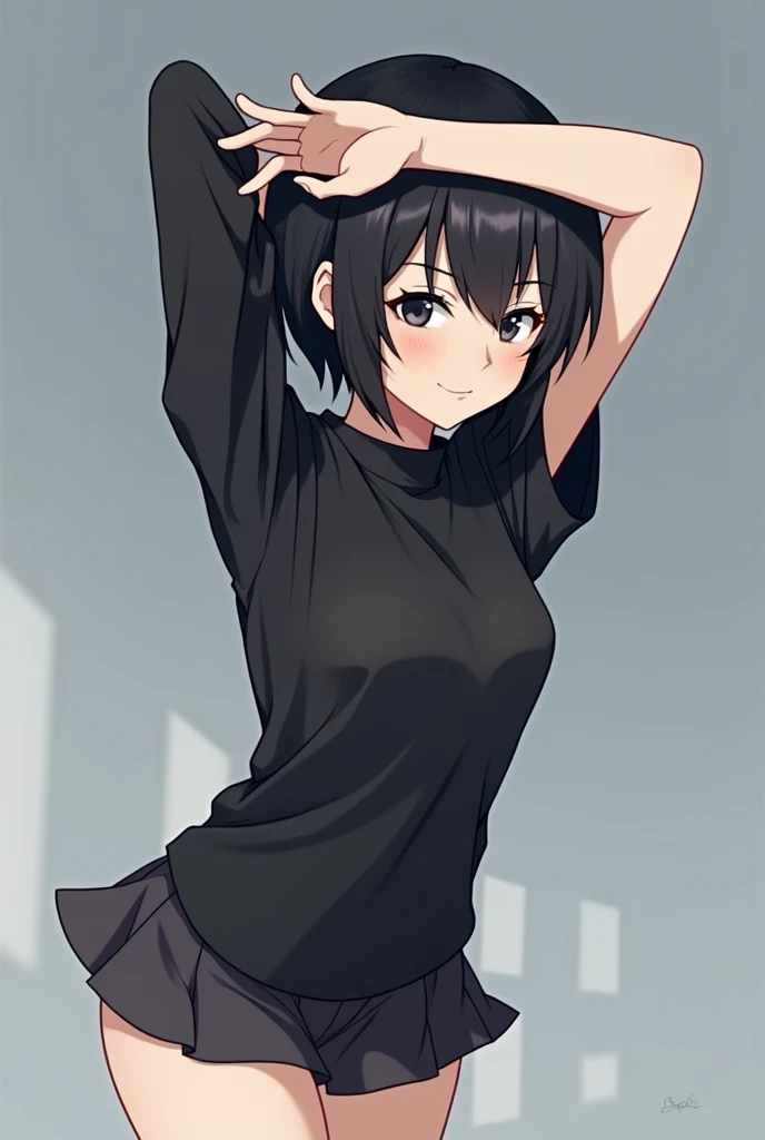 Anime girl with short black hair