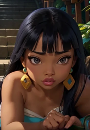 chibi, chel the road to el dorado, Beautiful and detailed face perfectly down and raised ass, looking at the viewer stunning eyes 