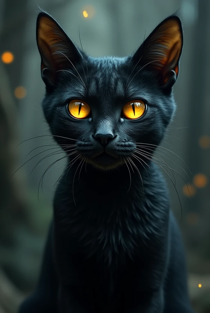 A black cat with crippy face
