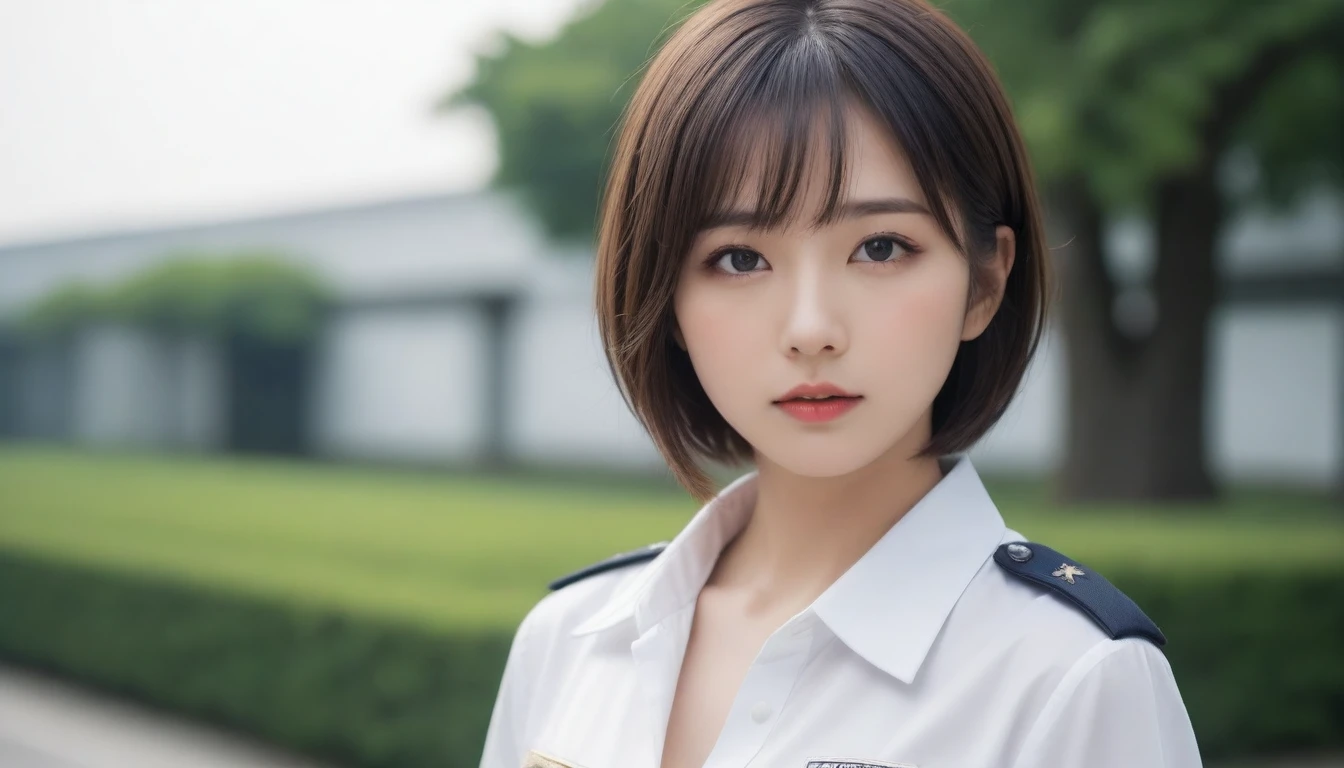 8k, Ultra-high resolution, Highest quality, masterpiece, 三分割法によるphotograph,Surreal, photograph, 1 , (:1.3), cute, cute顔, 細部までBeautiful Eyes, 細かくdetailedに,masterpiece,One Girl:1.2,Japanese women,Policewoman,upper body,glaring,Black short hair,Space buns,ID photo,(Police officer of the future:1.3),cyber punk,Future City,white collar,((Fusion of humans and androids)),((Fusion of humans and androids))(Beautiful attention to detail),Subtle details, detailedな顔,anger,Attractive eyes,(ポートレートphotograph:1.4),(Photorealistic images:1.4),Fantasy art,(Beautiful Face:1.4),美しくAttractive eyes、Beautiful Eyes,Silver residue,(Tight waist:1.4)、(Beautiful with perfect body proportions:1.4),Pink Lips,profile,(((Ideal body type))),A-cup small breasts :2,、Portraiture:2、Perfect Anatomy、鮮明なdetailed、detailed,Fashion magazine cover,Thin lips,完璧でBeautiful Face ,完璧でcute顔, Skin with attention to detail, Perfect limbs、Narrow waist,Surreal,Light and shadow,spotlight